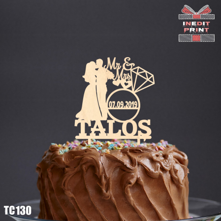 Mr & Mrs + Personalizare - Topper Tort Personalizat Mr&Mrs TC130