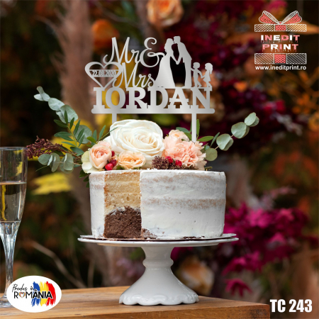Nuntă - Topper Tort Personalizat MR&MRS TC243