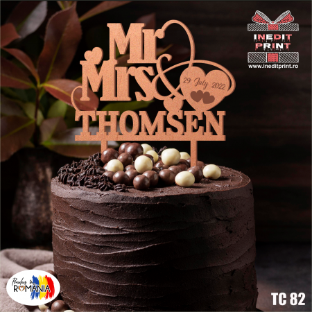 Topper Tort Personalizat Mr&Mrs TC82