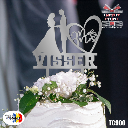 Nuntă - Topper Tort Personalizat  Mr & Mrs TC900