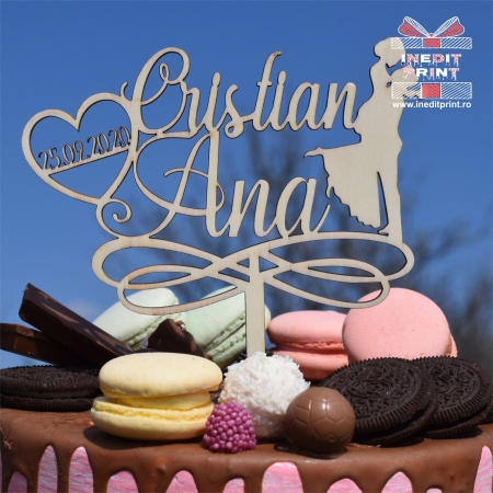 Mr & Mrs + Personalizare - Topper Tort Personalizat TC277
