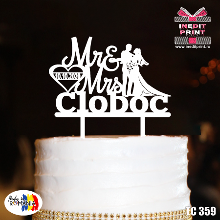 Mr & Mrs + Personalizare - Topper Tort Personalizat TC359