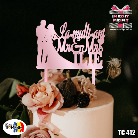 Mr & Mrs + Personalizare - Topper Tort Personalizat TC412