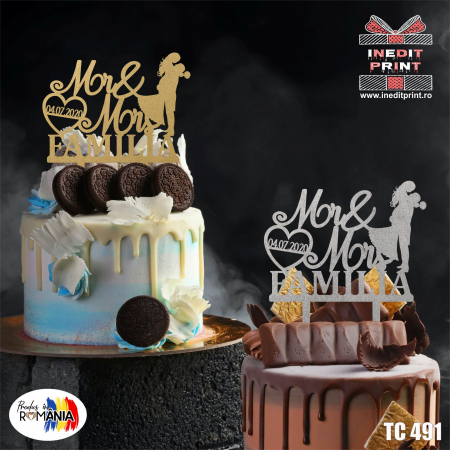 Mr & Mrs + Personalizare - Topper Tort Personalizat TC491