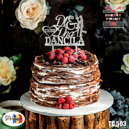 Mr & Mrs + Personalizare - Topper Tort Personalizat TC503