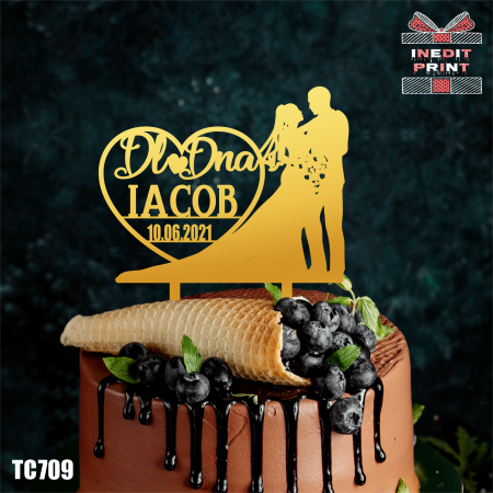 Mr & Mrs + Personalizare - Topper Tort Personalizat TC709