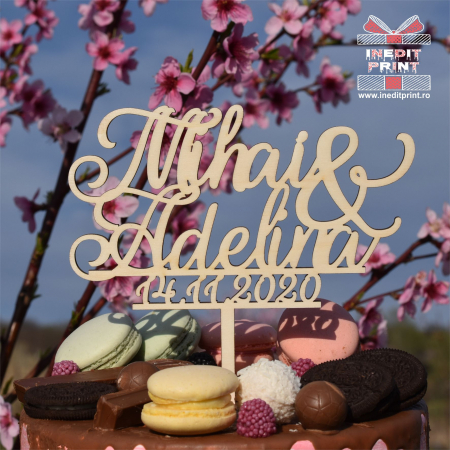 Mr & Mrs + Personalizare - Topper tort  Personalizat Nume TC235