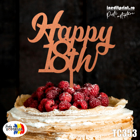 Happy Birthday + Personalizare - Topper tort TC353