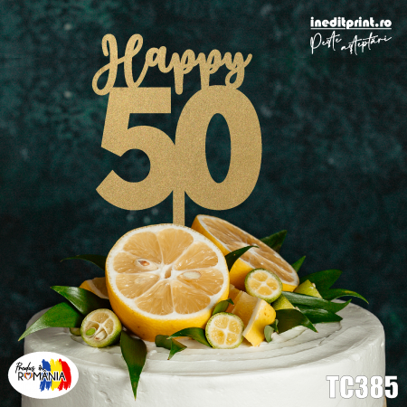 Happy Birthday + Personalizare - Topper tort TC385