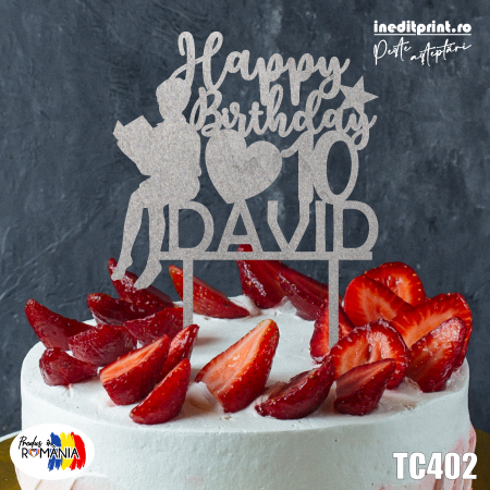 Happy Birthday + Personalizare - Topper tort TC402