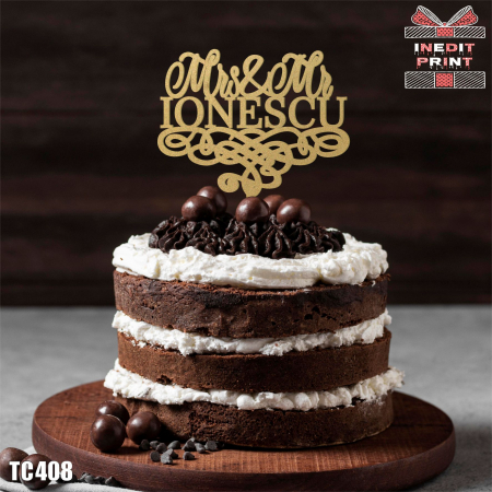 Mr & Mrs + Personalizare - Topper tort TC408