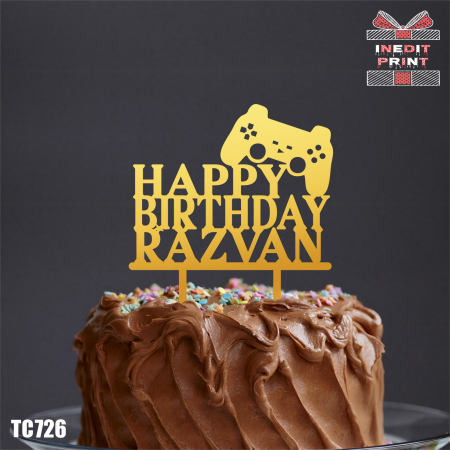 Happy Birthday + Personalizare - Topper Tort Personalizat TC726