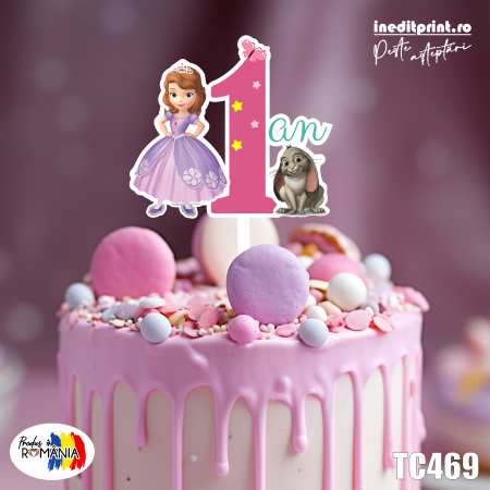 One / Taiere de Mot - Topper Tort UV Am facut 1 an Prințesa Sofia TC469