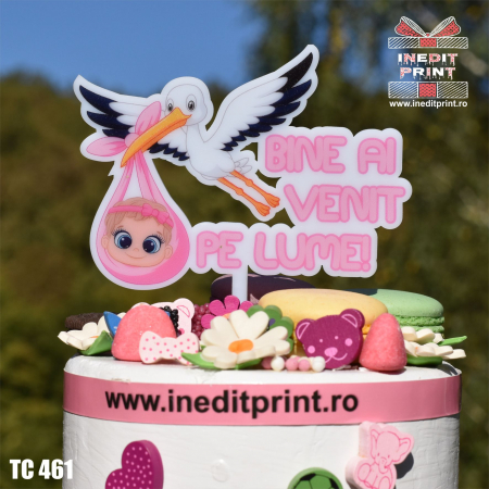 Botez pentru copii - Topper Tort UV Bine ai venit pe lume TC461