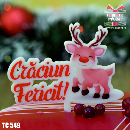 Craciun / An nou - Topper Tort UV "Crăciun fericit " TC549
