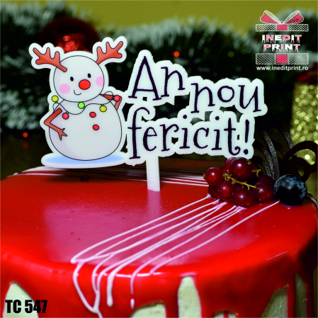 Craciun / An nou - Topper Tort UV "An nou fericit " TC547
