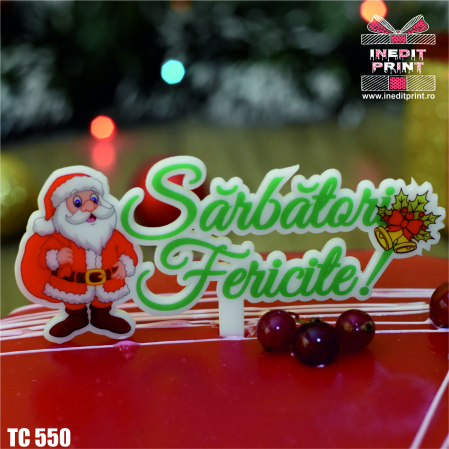 Craciun / An nou - Topper Tort UV "Sarbatori fericite " TC550