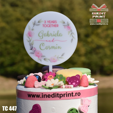 Topper Tort UV Personalizat "3 years together" TC447 [2]