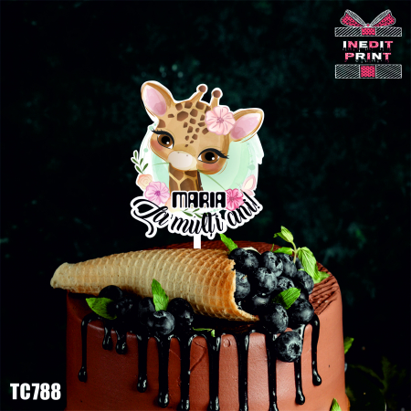 Evenimente - Topper Tort UV Personalizat Girafa TC788