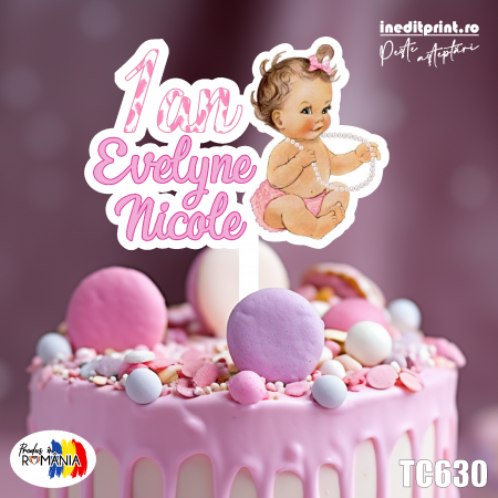 One / Taiere de Mot - Topper Tort UV Personalizat  Am facut 1 an TC630