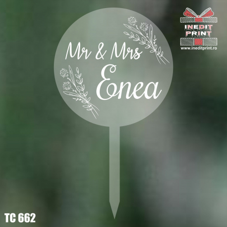 Nuntă - Topper Tort UV Personalizat Mr&Mrs TC662