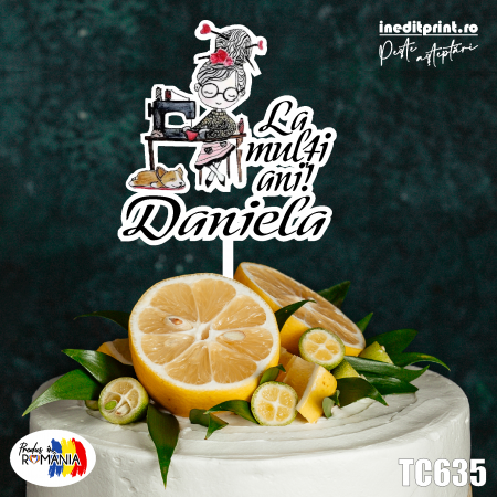 La multi ani (Familiei) - Topper Tort UV Personalizat Croitoreasa TC635