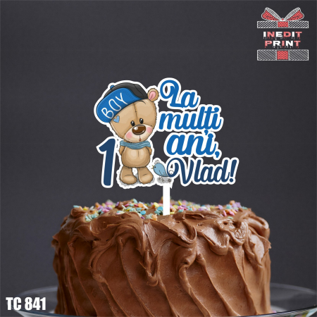 Evenimente - Topper Tort UV Personalizat Ursuleț TC841