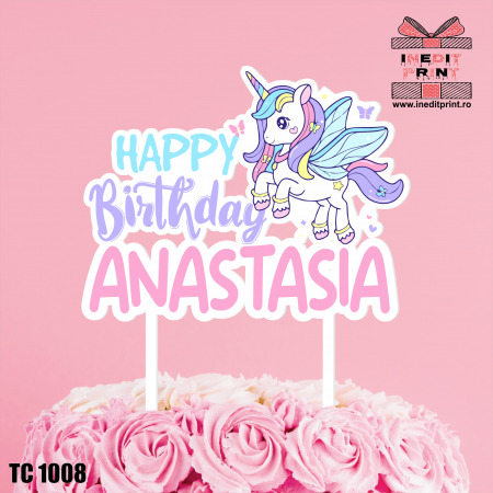 Nume - Topper Tort UV Personalizat Unicorn TC1008
