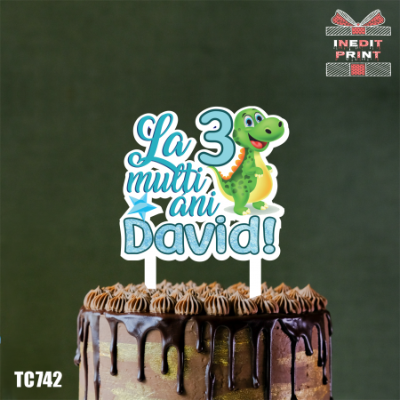 Ziua Copilului - Topper Tort UV Personalizat Dino TC742
