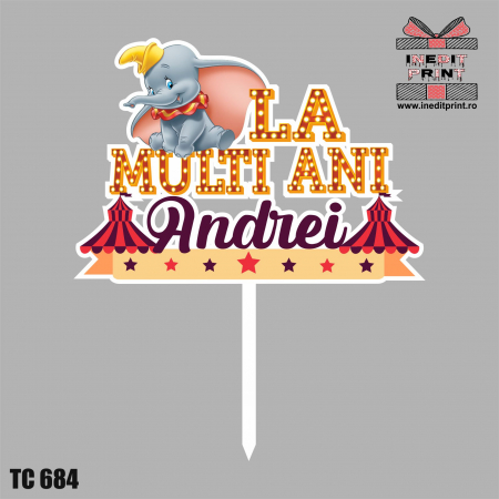 Natura si Animalute - Topper Tort UV Personalizat Dumbo TC684