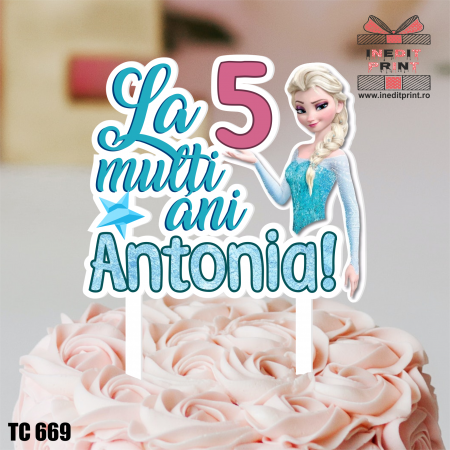 Aniversari copii - Topper Tort UV Personalizat Elsa TC669