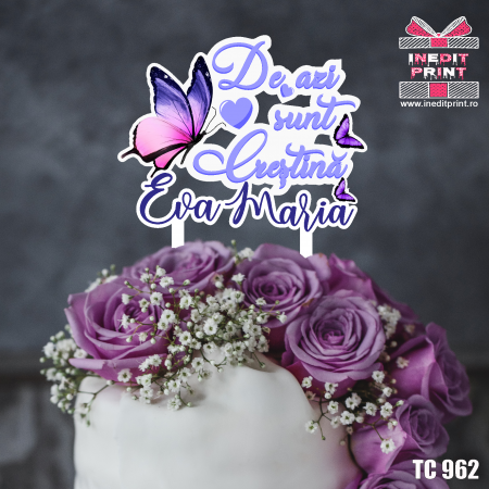 Diverse - Topper Tort UV Personalizat Fluturi TC962