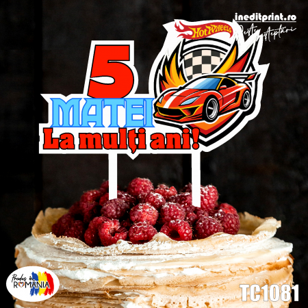 Zile de naștere - Topper Tort UV Personalizat Hot Wheels TC1081