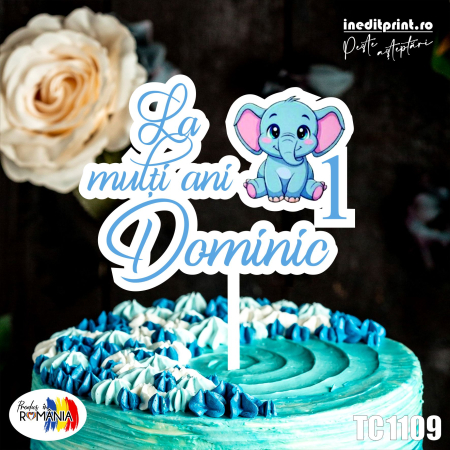 Varsta - Topper Tort UV Personalizat Elefant TC1109