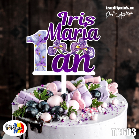 Natura si Animalute - Topper Tort UV Personalizat Iris TC603