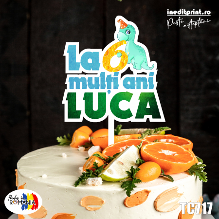 Dinozauri - Topper tort UV  personalizat La multi ani TC717