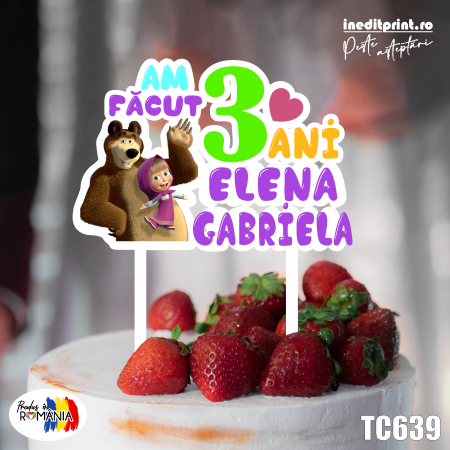 Masha si Ursul - Topper Tort UV Personalizat Masha si Ursul TC639