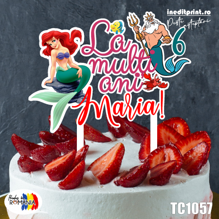 Sporturi - Topper Tort UV Personalizat Mica sirenă TC1057