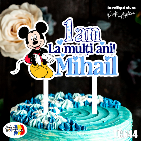 Aniversari copii - Topper Tort UV Personalizat Mickey Mouse TC644