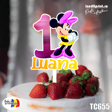 One / Taiere de Mot - Topper Tort UV Personalizat Minnie MouseTC655