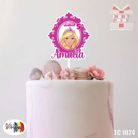 Zile de naștere - Topper Tort UV Personalizat Oglindă Barbie TC1024
