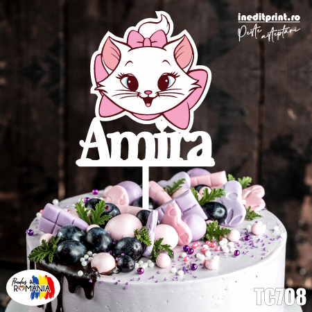 Nume - Topper Tort UV Personalizat Pisica Marie TC708