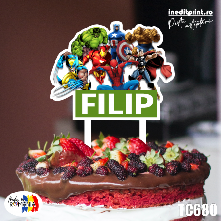 Alte personaje - Topper Tort UV Personalizat Super Eroi TC680