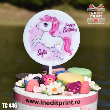 Happy Birthday - Topper Tort UV Personalizat UNICORN TC446