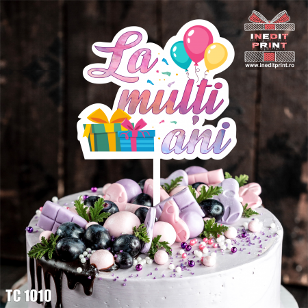 Zile de naștere - Topper Tort UV Petrecere "La multi ani" TC1010