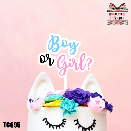 Botez pentru copii - Topper tort UV ”Boy or Girl?” TC695