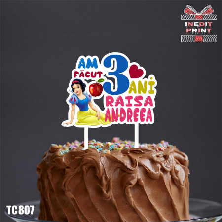 Evenimente - Topper tort UV Personalizat Alba ca zapada TC807