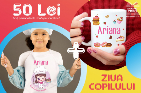 1 Iunie - Șorț personalizat pentru copii + Cana
