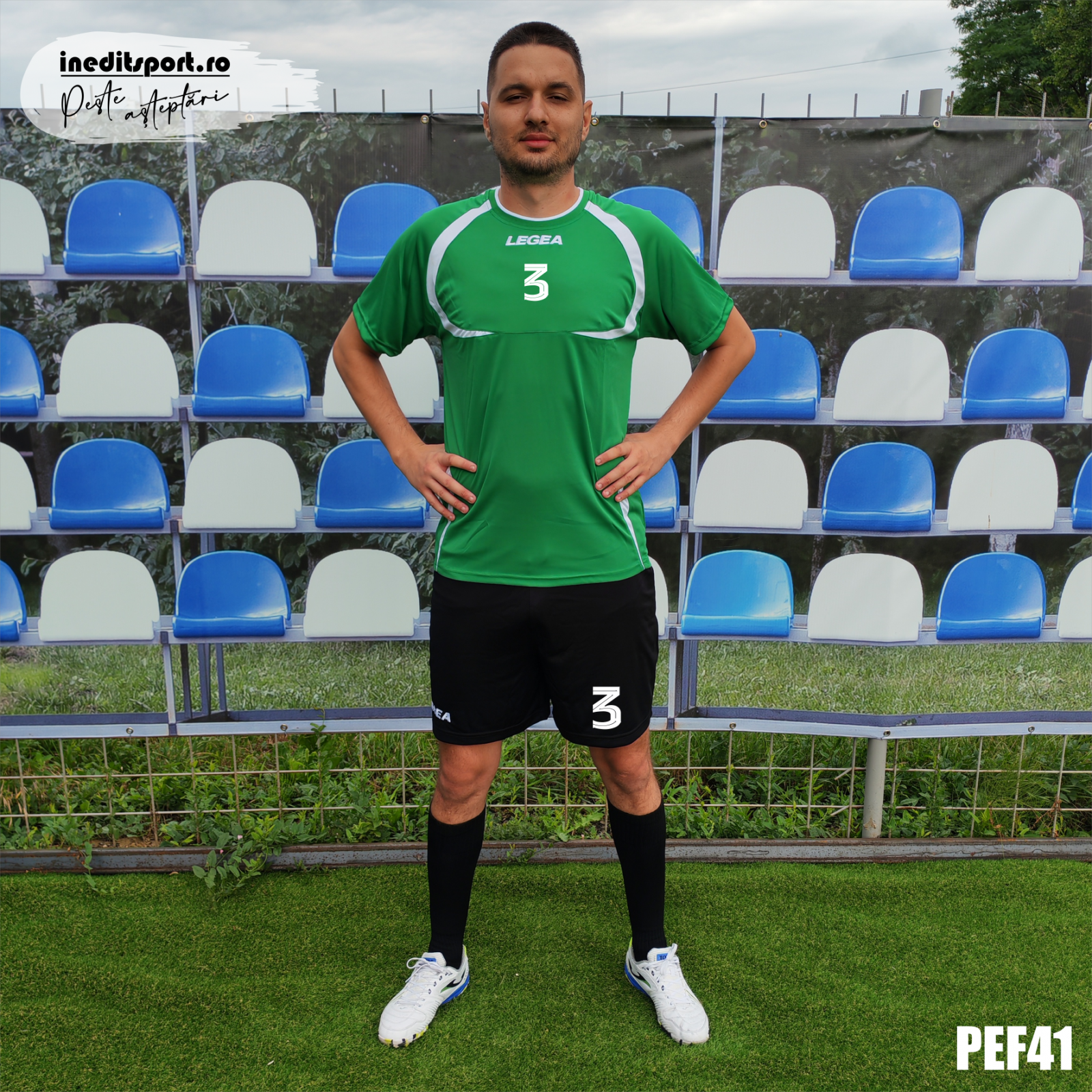 KIT Echipament fotbal copii si adulti personalizat - PEF41 Tricou verde, sort negru, XXL
