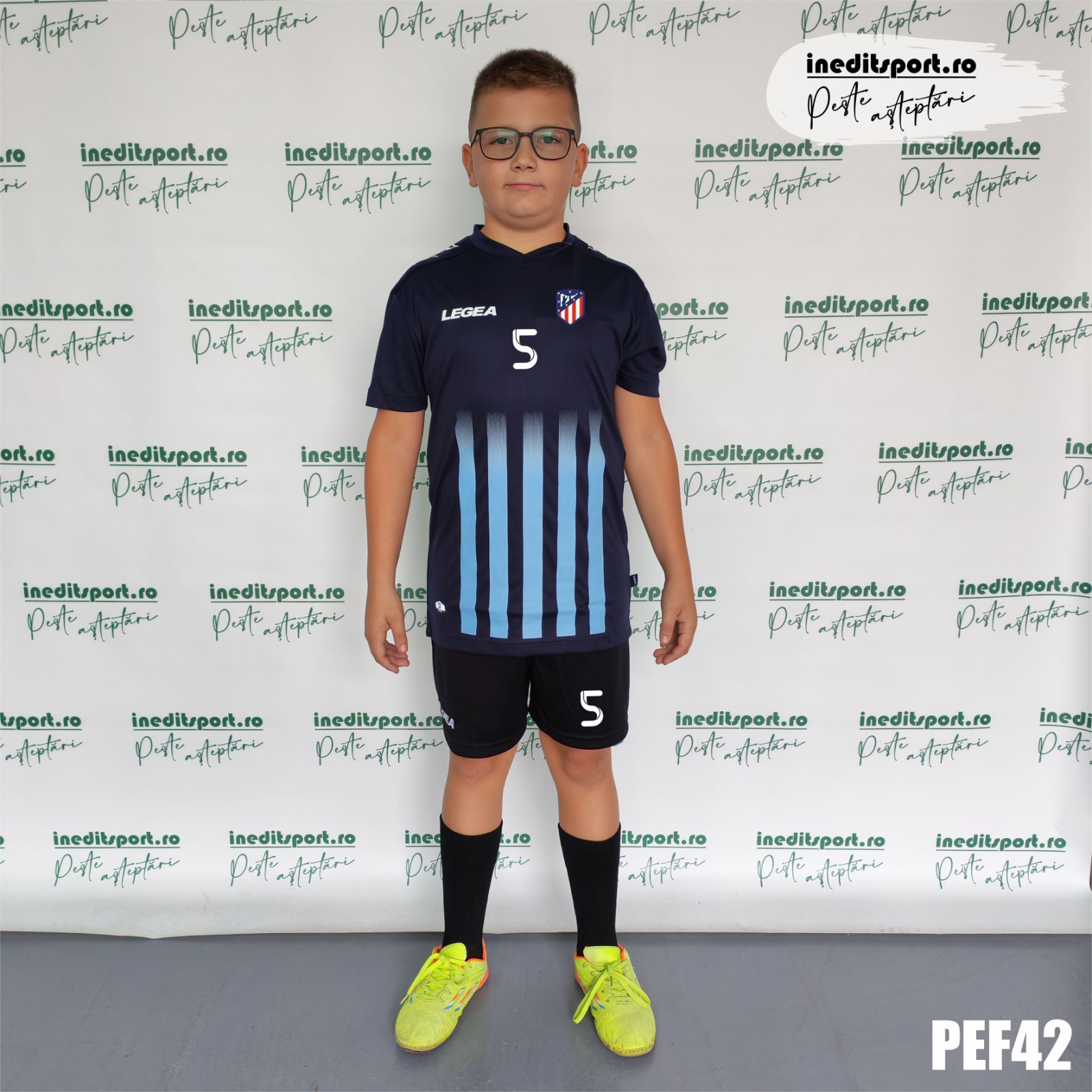 Kit echipament fotbal copii si adulti personalizat- PEF42 S, Bleumarin